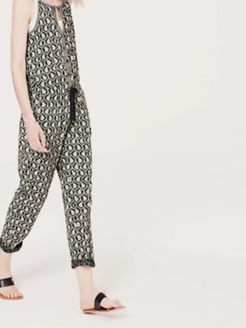 Lou & Grey Black & Cream Paisley Sleeveless Jumpsuit Sz M